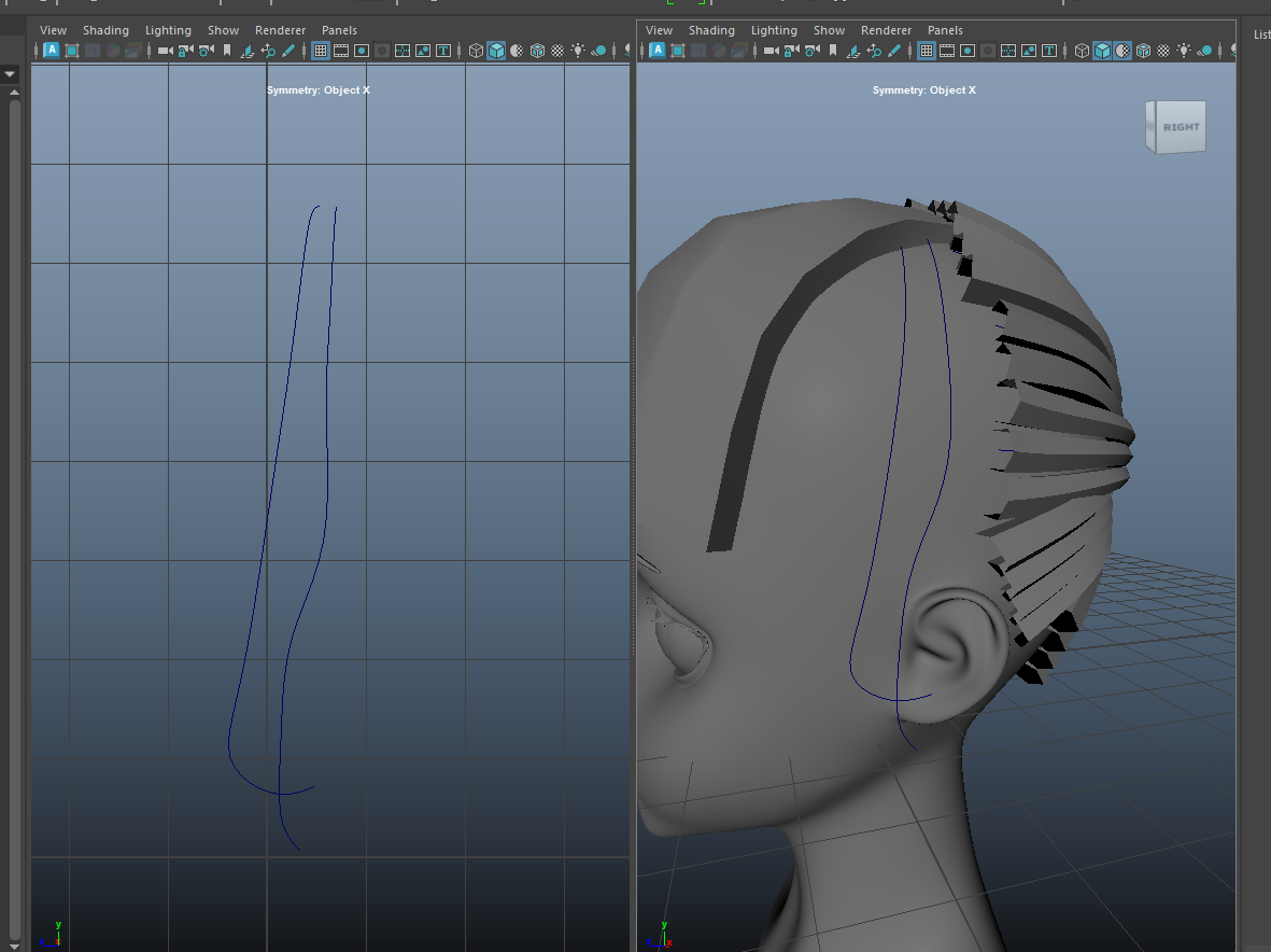 side hair starting curves