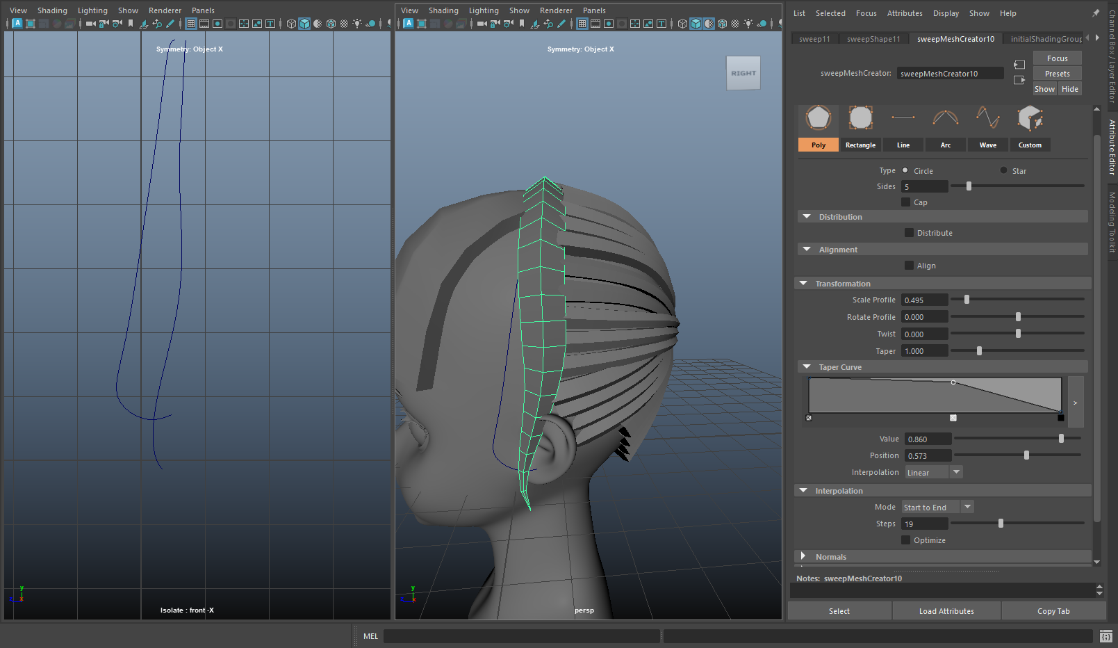 side hair sweep mesh